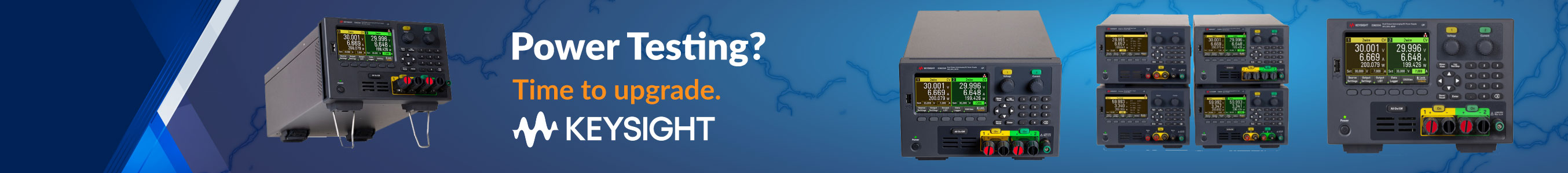 keysight power supplies on blue electrical background